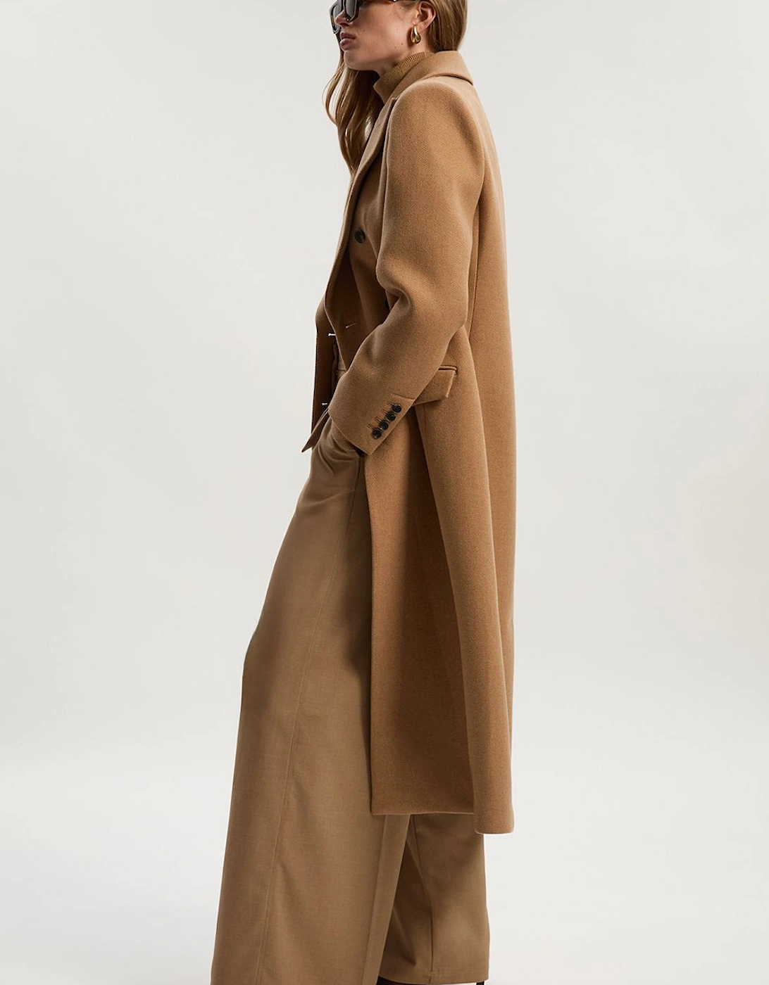 Wool Double Breasted Tailored Midi Coat, 2 of 1
