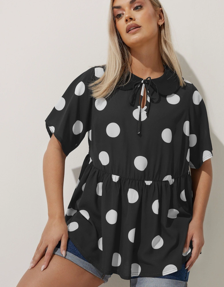 Polka Dot Collared Top