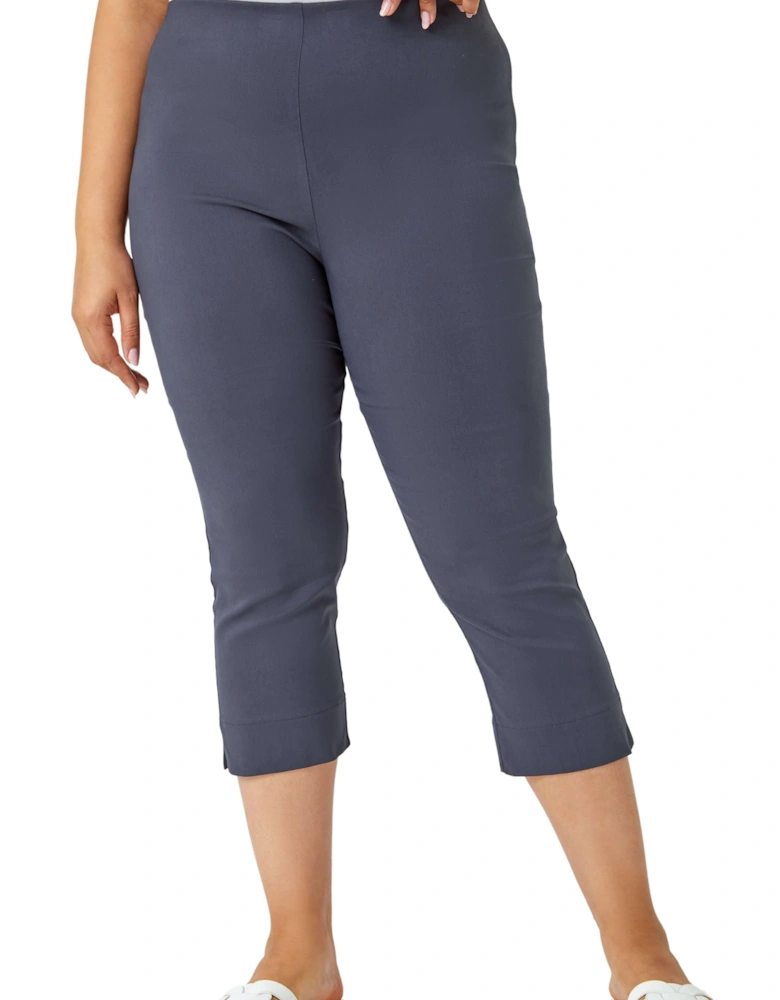 Curve Cropped Elastic Waist Stretch Trouser