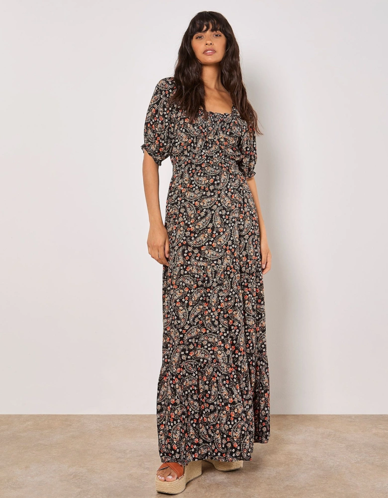 Floral Paisley Milkmaid Maxi Dress