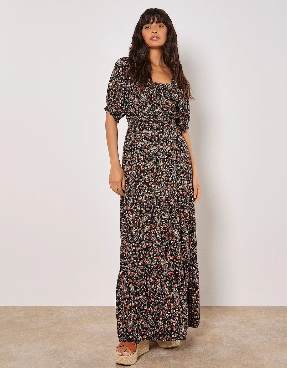 Floral Paisley Milkmaid Maxi Dress, 2 of 1