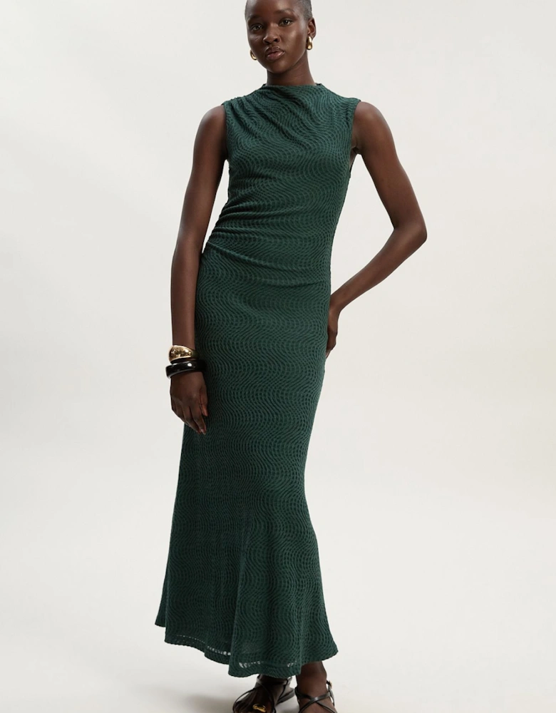 Sheered Textured Jersey Maxi Dress