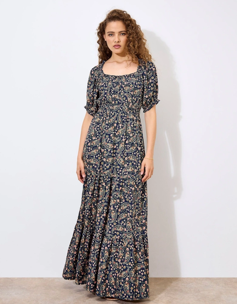 Floral Paisley Milkmaid Maxi Dress