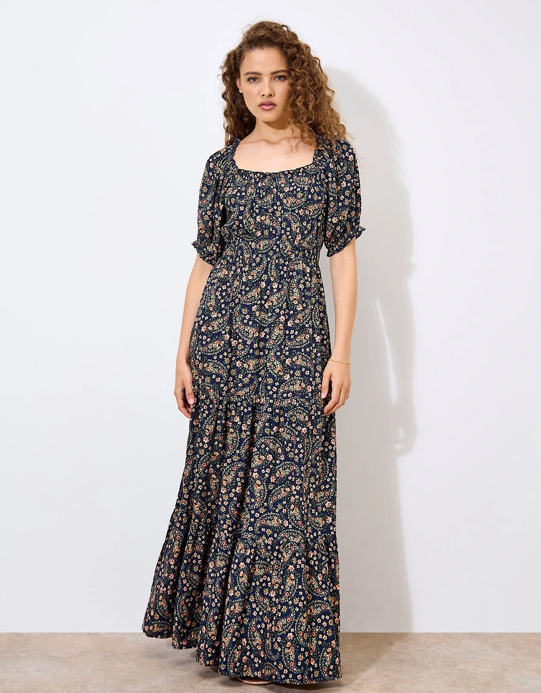 Floral Paisley Milkmaid Maxi Dress, 2 of 1