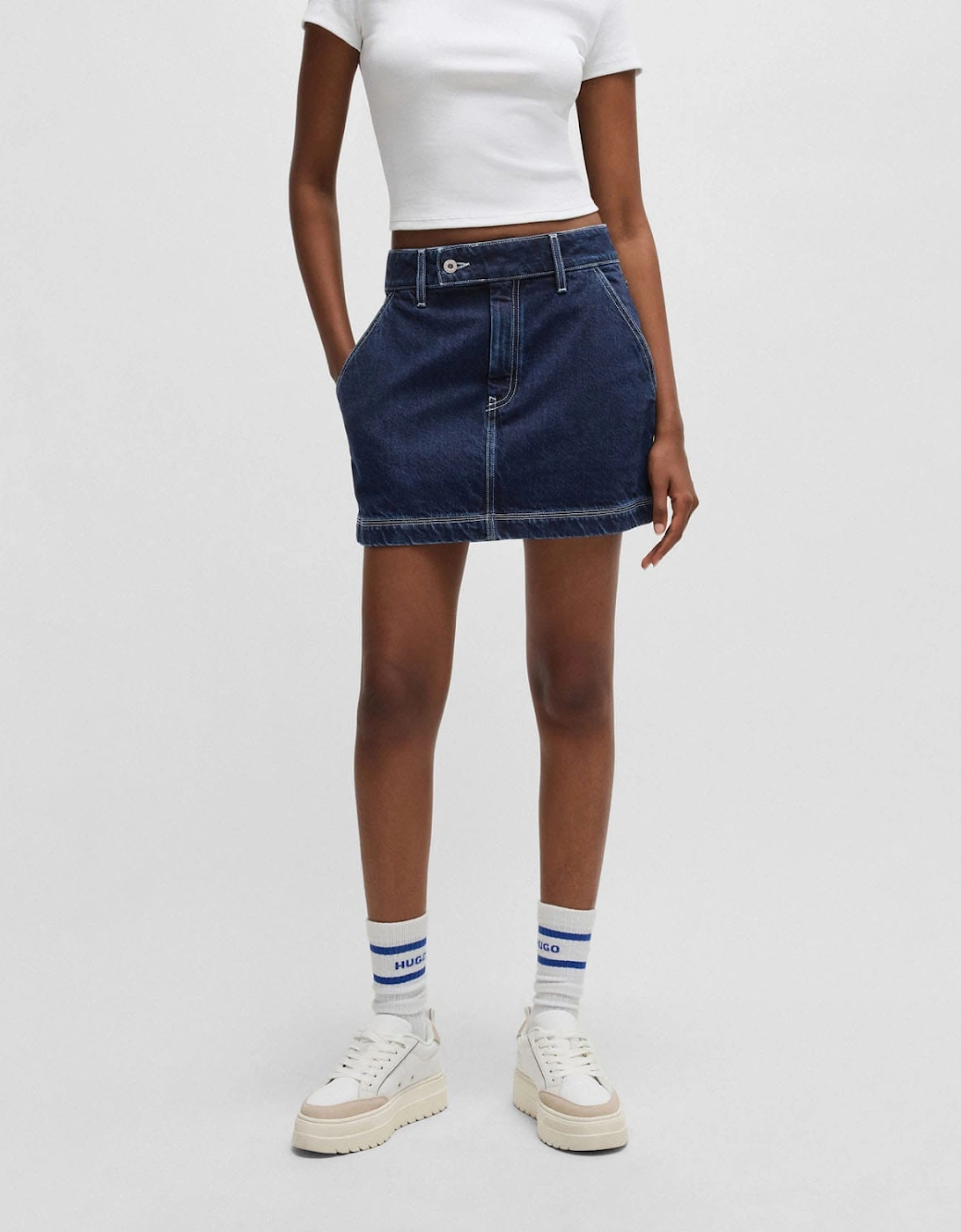 Hugo Boss Women's Garalia B Mini Denim Skirt - Navy - Size: 8