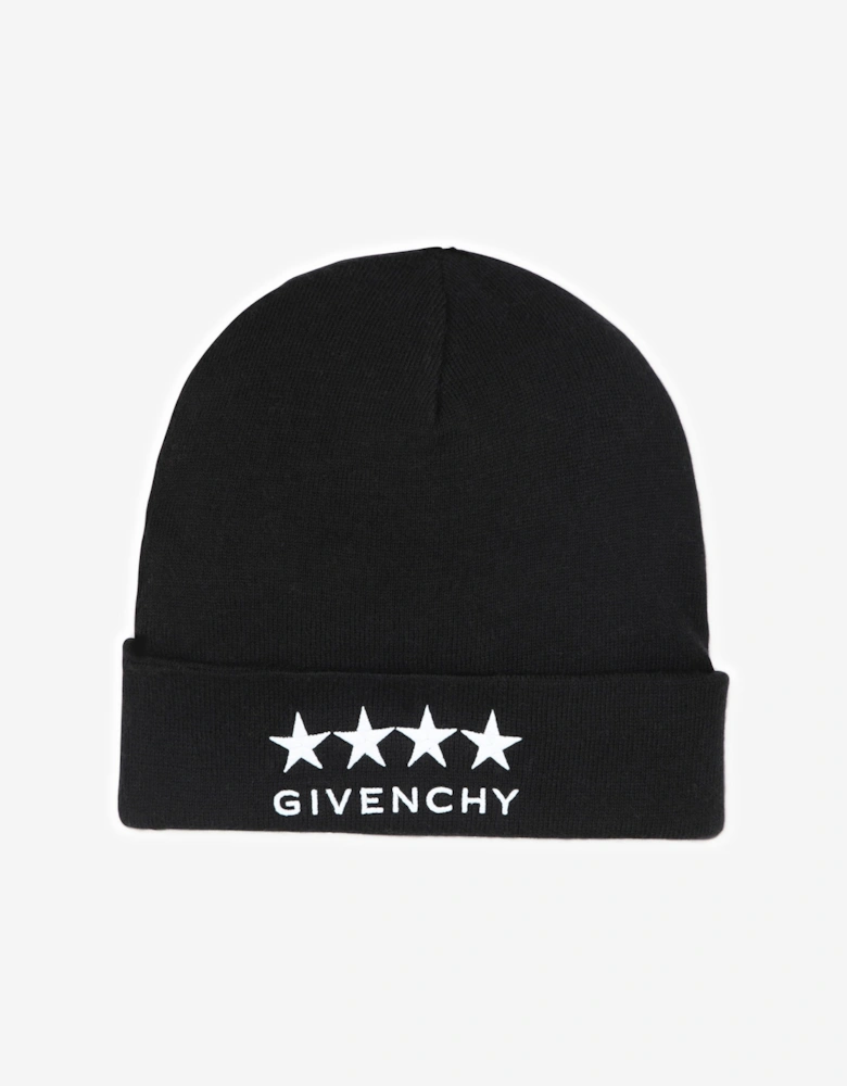 Kids Knitted Beanie Hat in Black