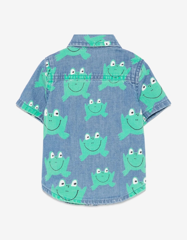 Baby Boys Denim Frog Shirt in Blue