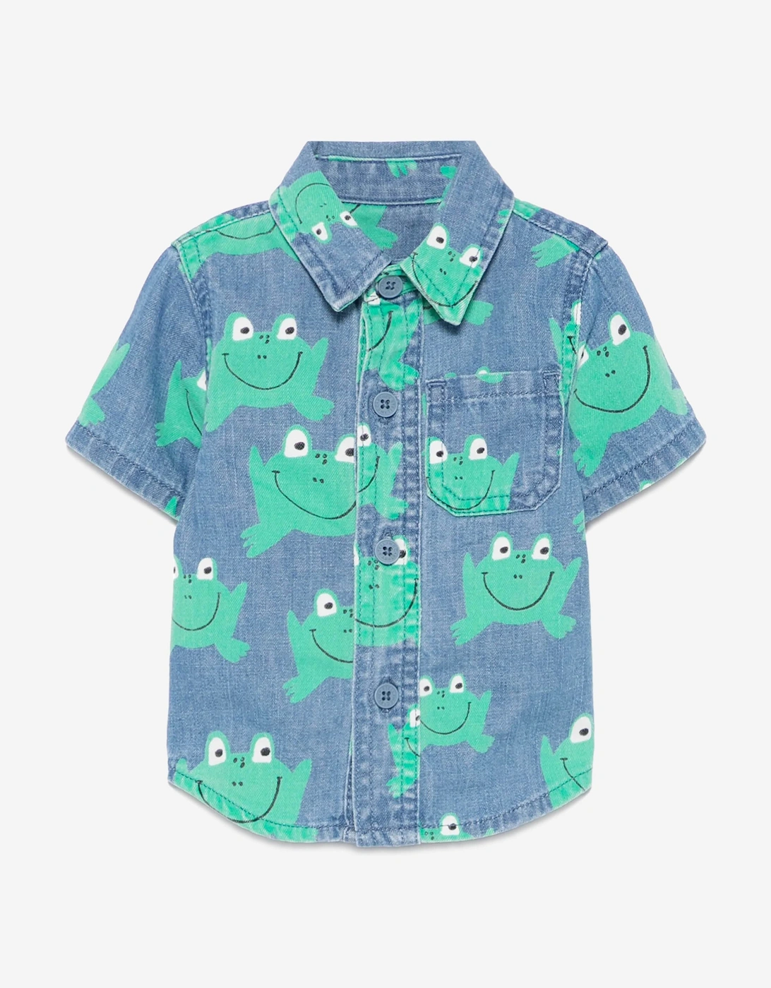 Baby Boys Denim Frog Shirt in Blue, 5 of 4
