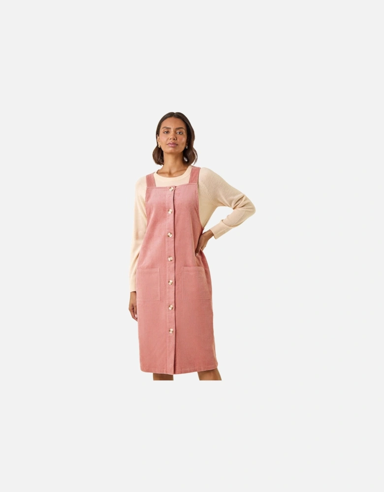 Corduroy Pinafore Midi Dress