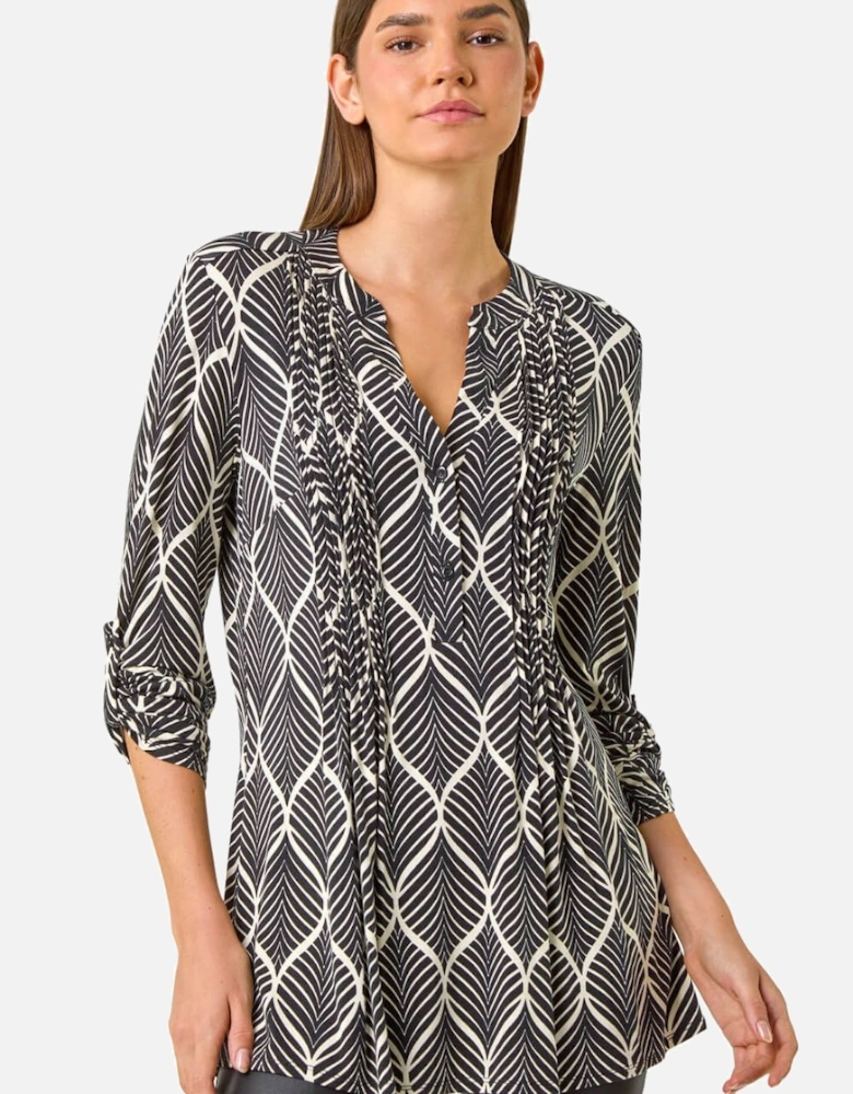 Abstract Geometric Print Blouse
