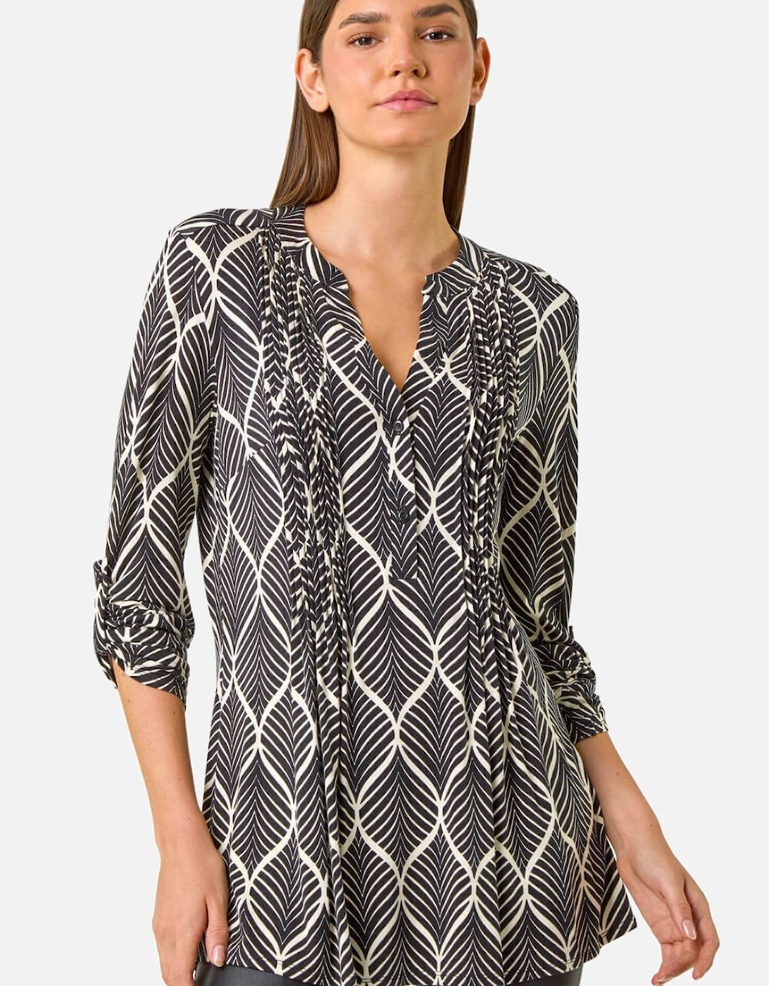 Abstract Geometric Print Blouse, 2 of 1