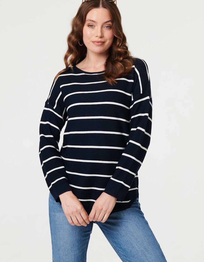 Striped Drop Shoulder Long Sleeve Top