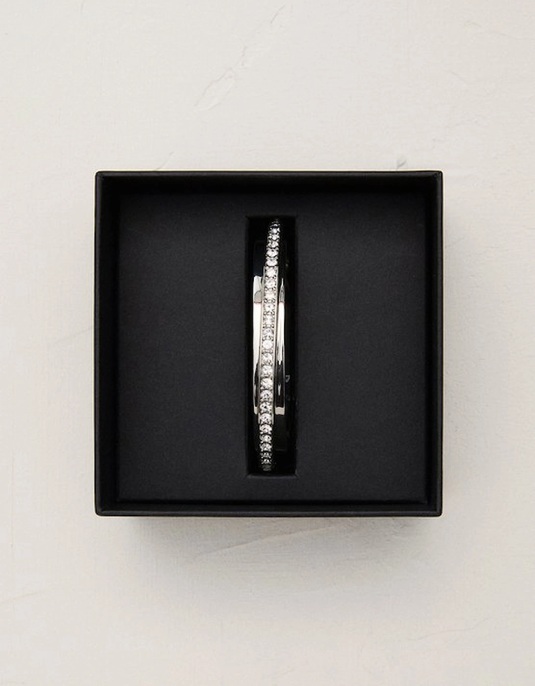 Silver Tone Crystal Diagonal Cuff