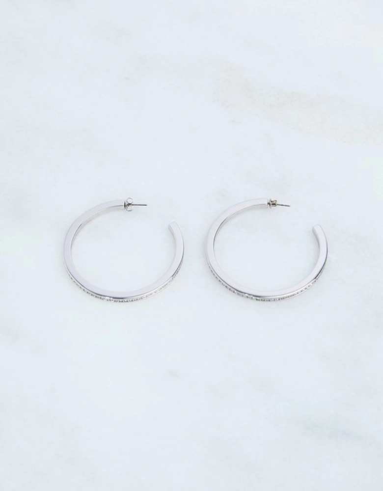 Hand Set European Crystal Large Hoop Earrings