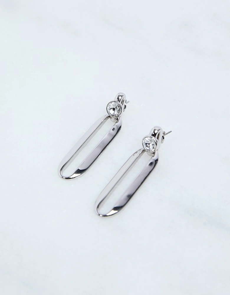 Hand Set European Crystal Ellipse Drop Earrings