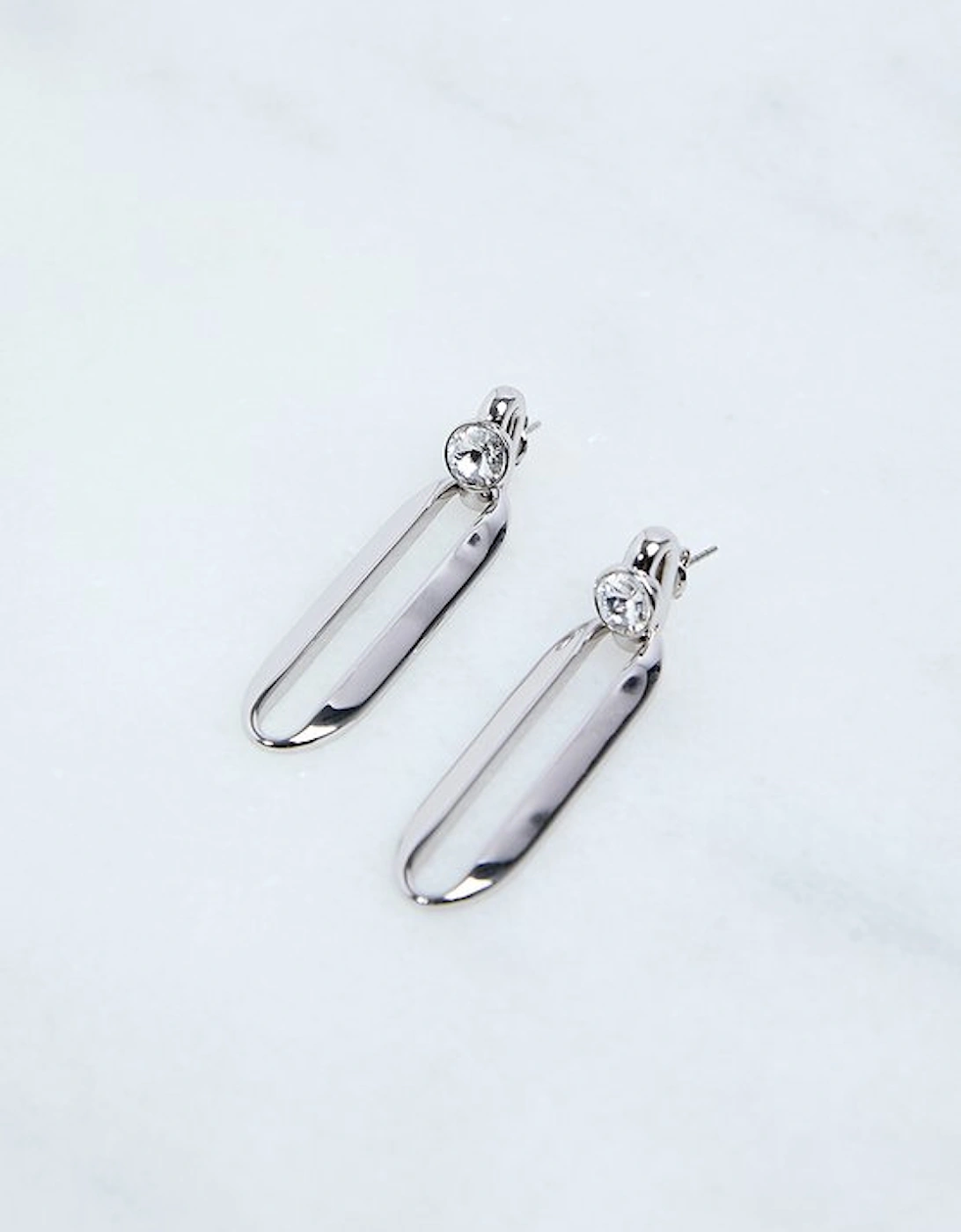 Hand Set European Crystal Ellipse Drop Earrings