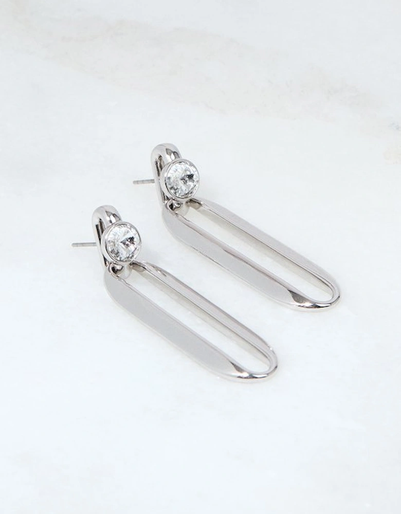 Hand Set European Crystal Ellipse Drop Earrings