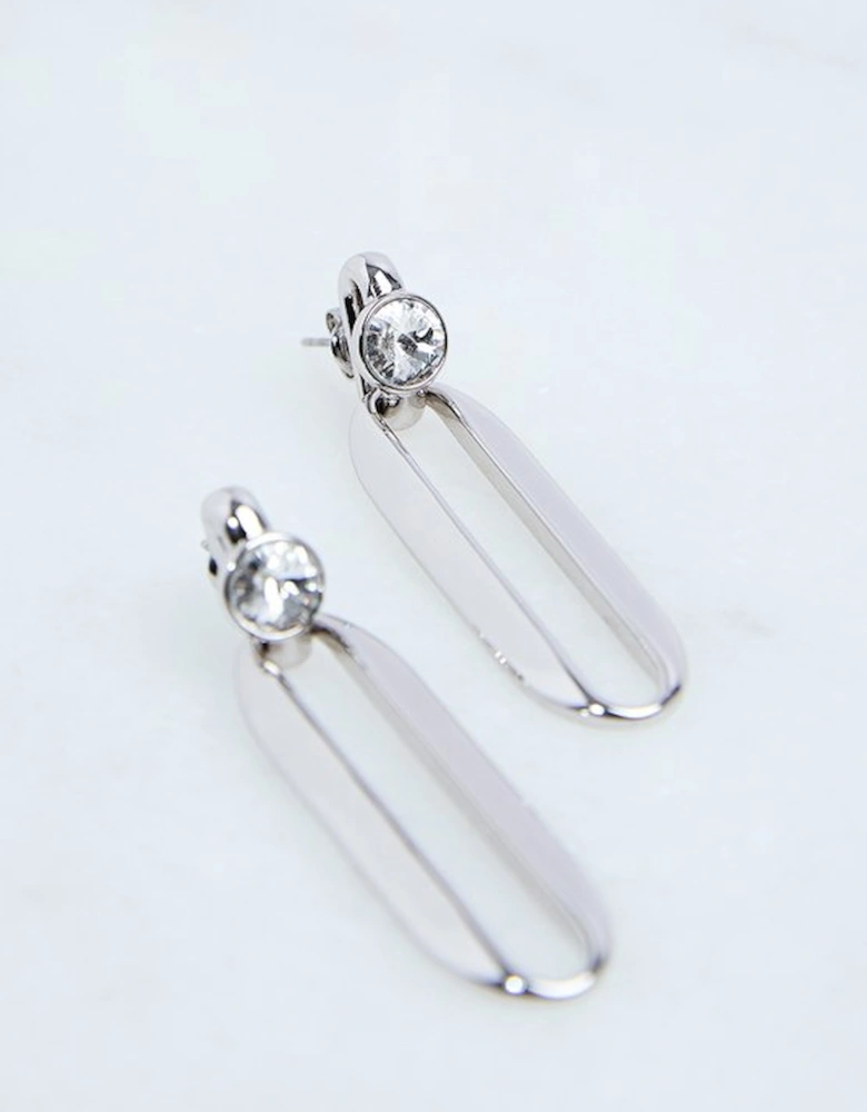 Hand Set European Crystal Ellipse Drop Earrings