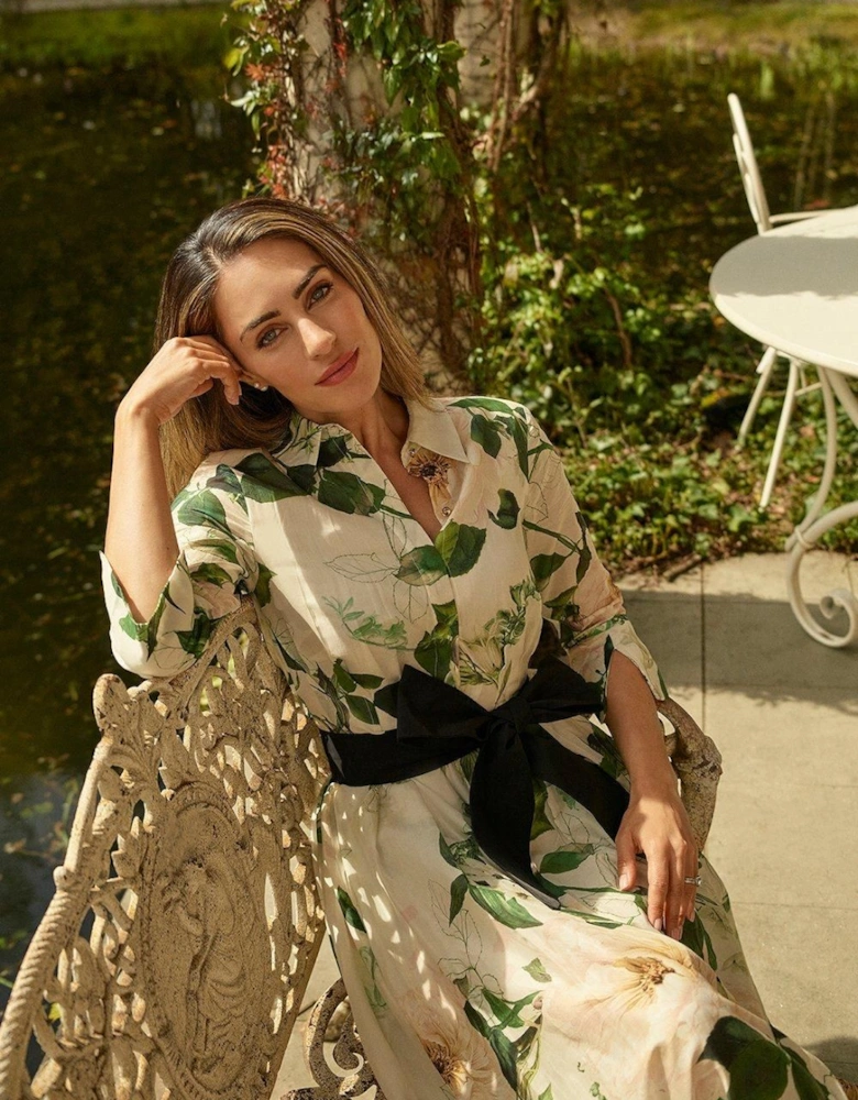 Lydia Millen Spring Floral Silk Cotton Woven Shirt Dress