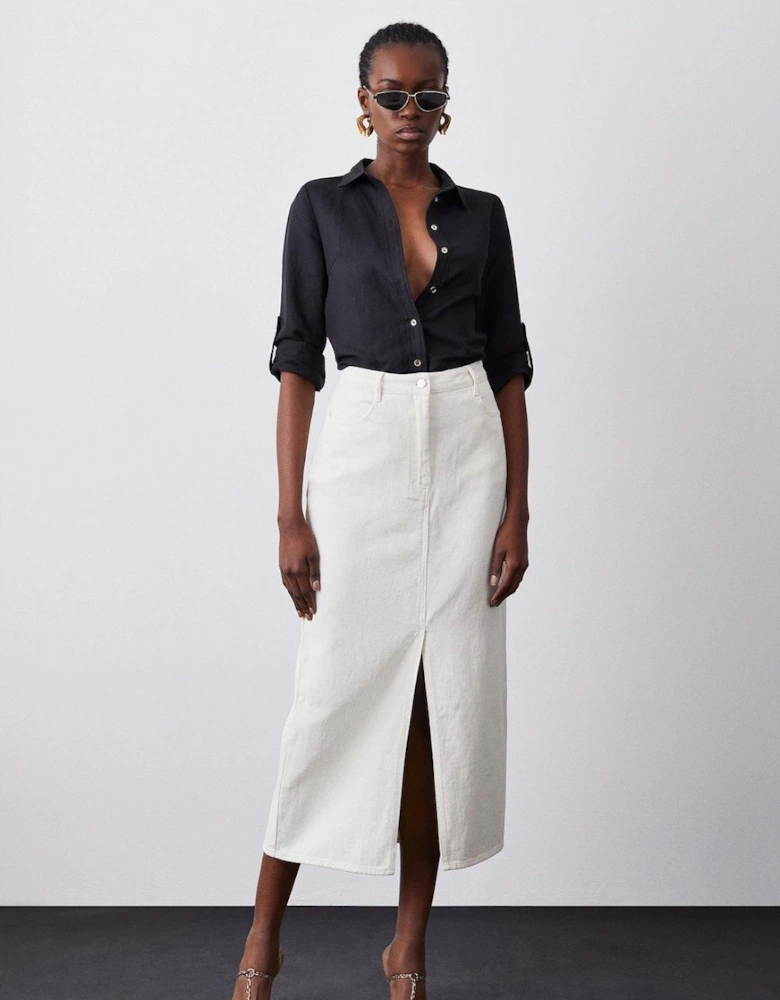 Petite Denim Midi Skirt