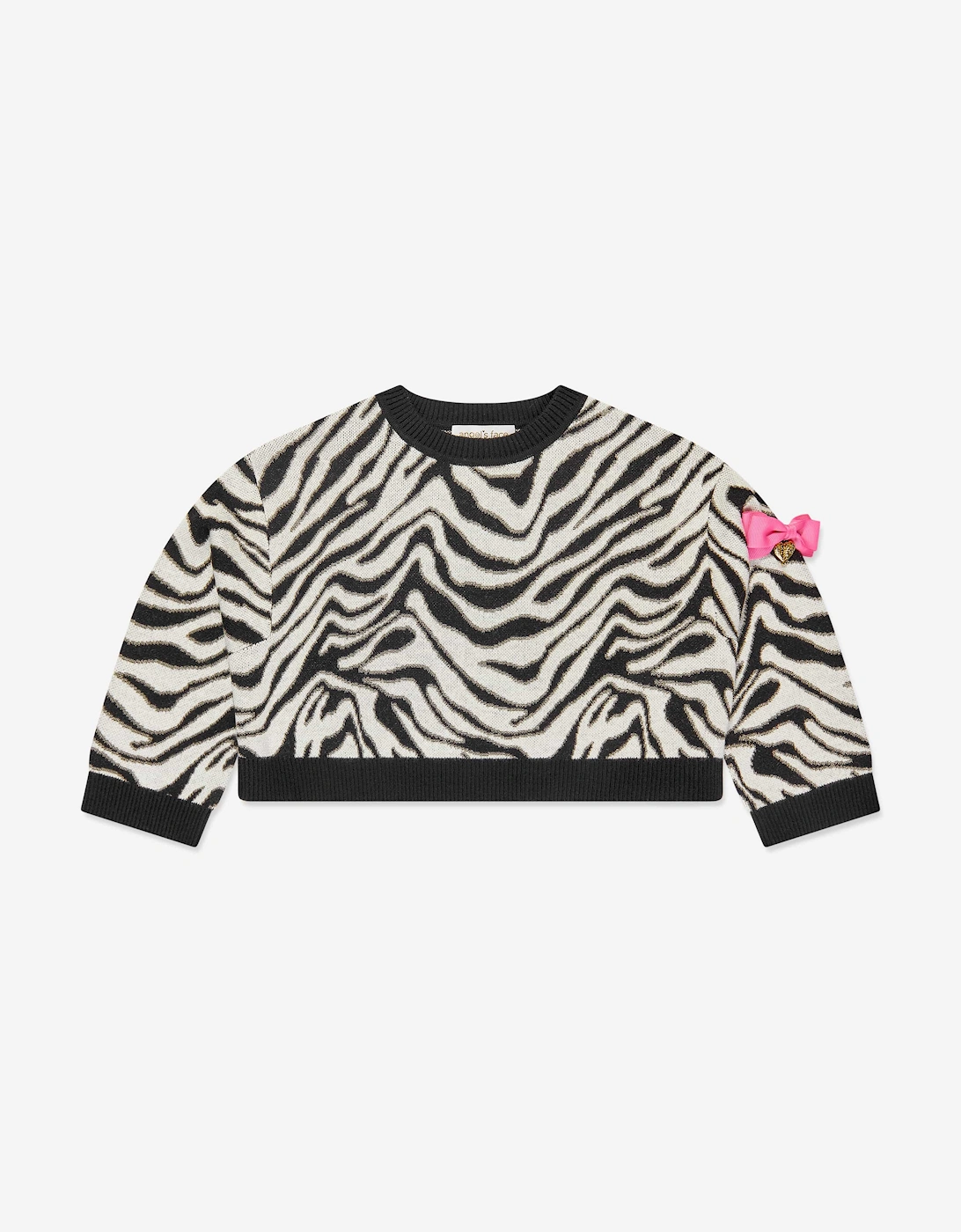 Angels Face Girls Roberta Cropped Zebra Jumper White, 6 of 5