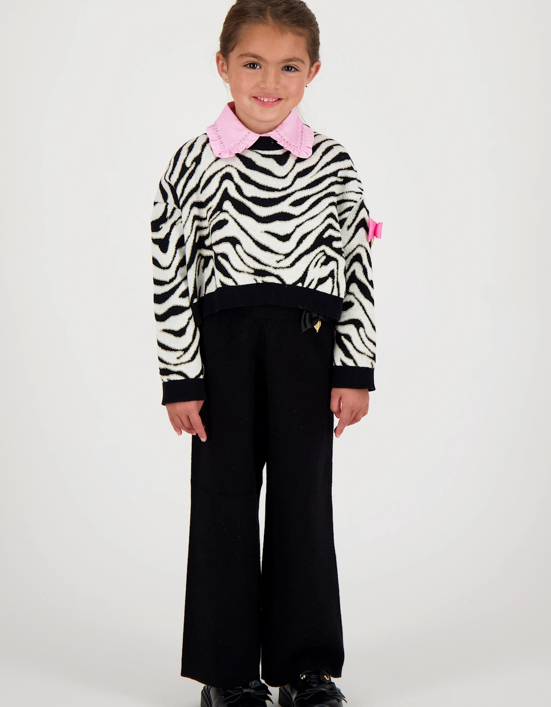 Angels Face Girls Roberta Cropped Zebra Jumper White