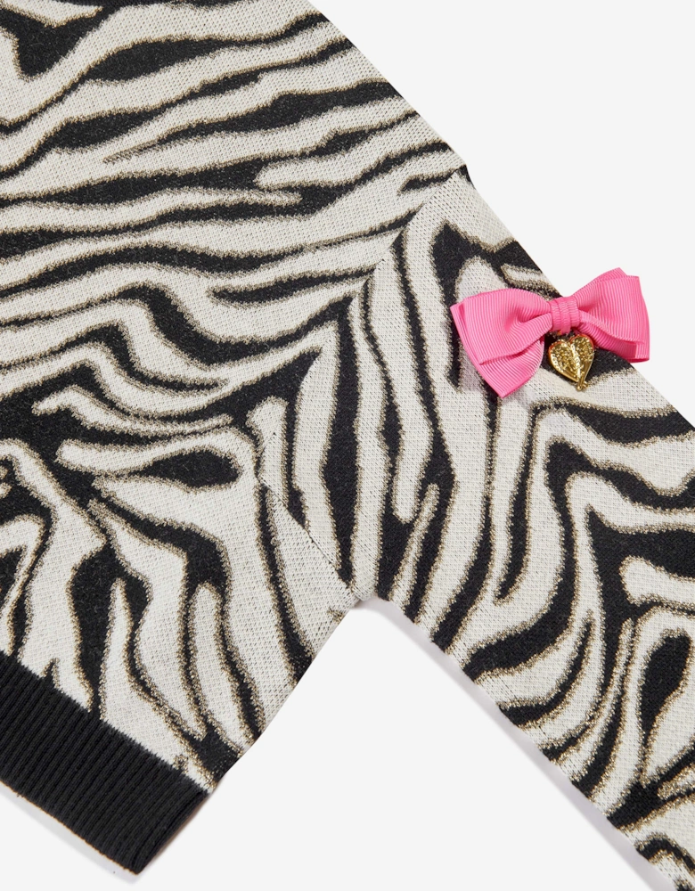 Angels Face Girls Roberta Cropped Zebra Jumper White