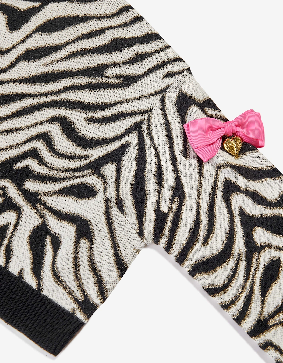Angels Face Girls Roberta Cropped Zebra Jumper White