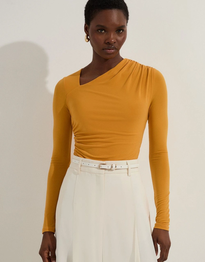 Jersey Crepe Long Sleeve Ruched Bodysuit