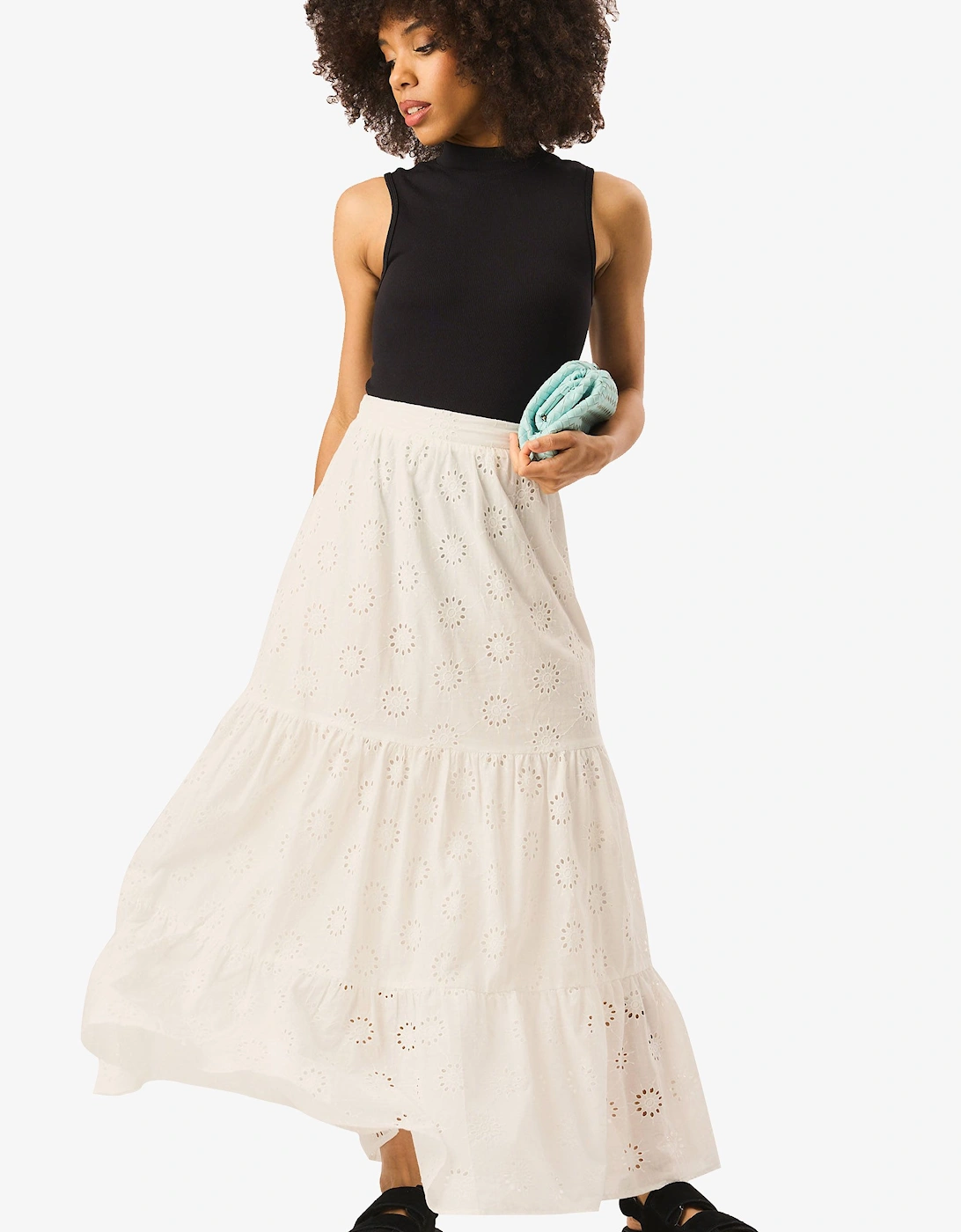 White Tiered Lace Embroidered Long Skirt, 2 of 1