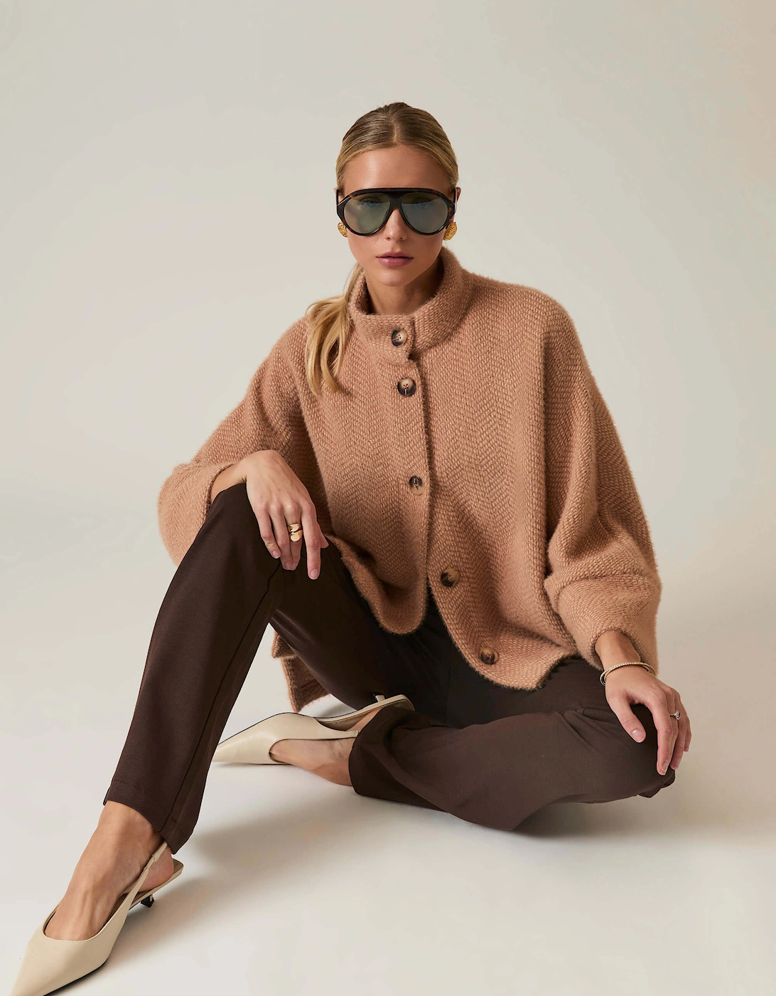 James Lakeland Women's Batwing Camel Jacket - Size: 8