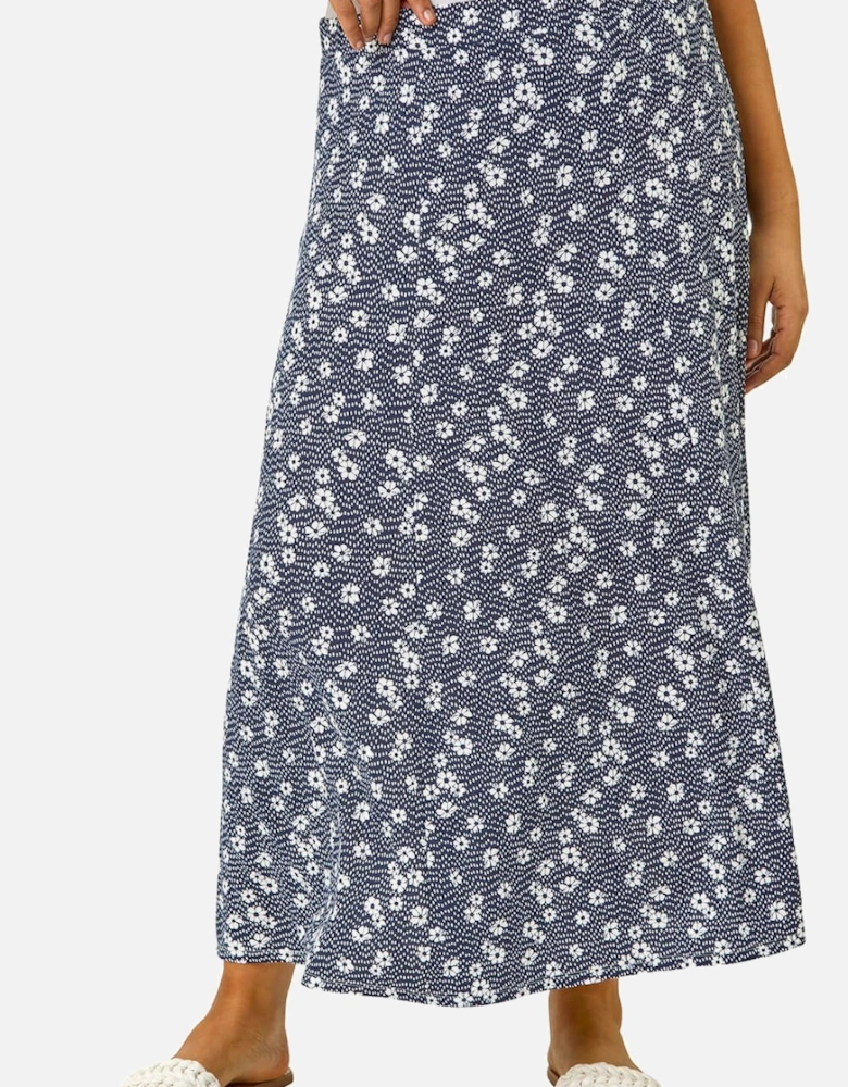 Curve Daisy Print Midi Skirt