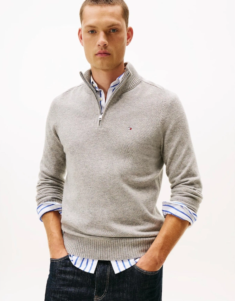 Lambswool Half Zip Sweater PO1 Light Grey Heather