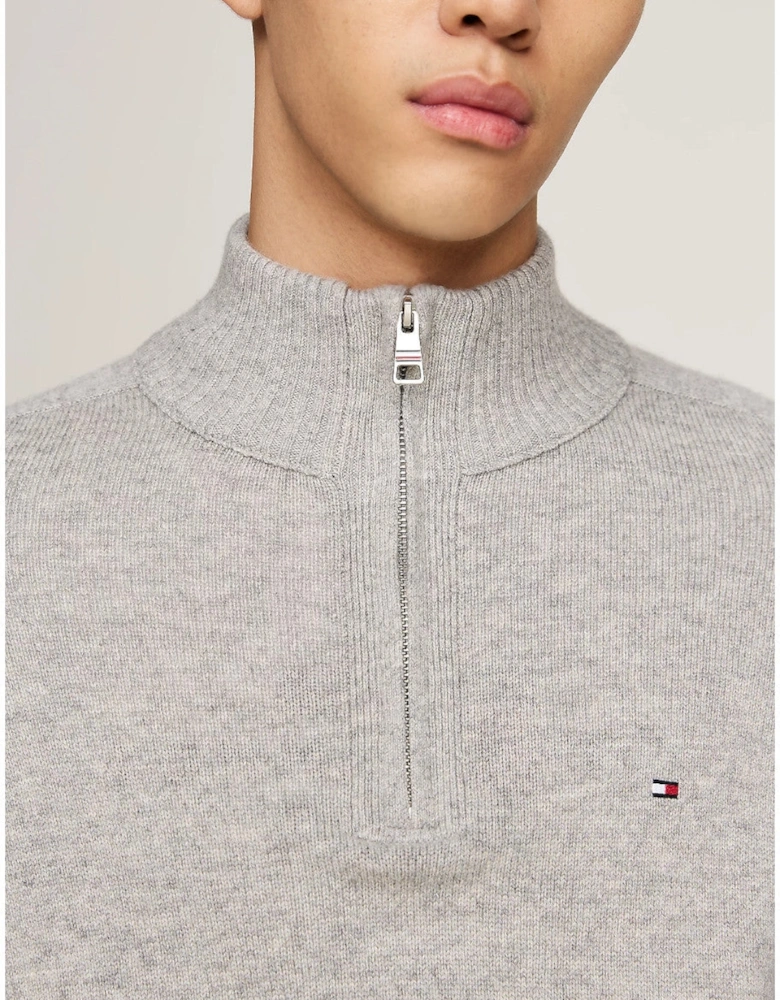 Lambswool Half Zip Sweater PO1 Light Grey Heather