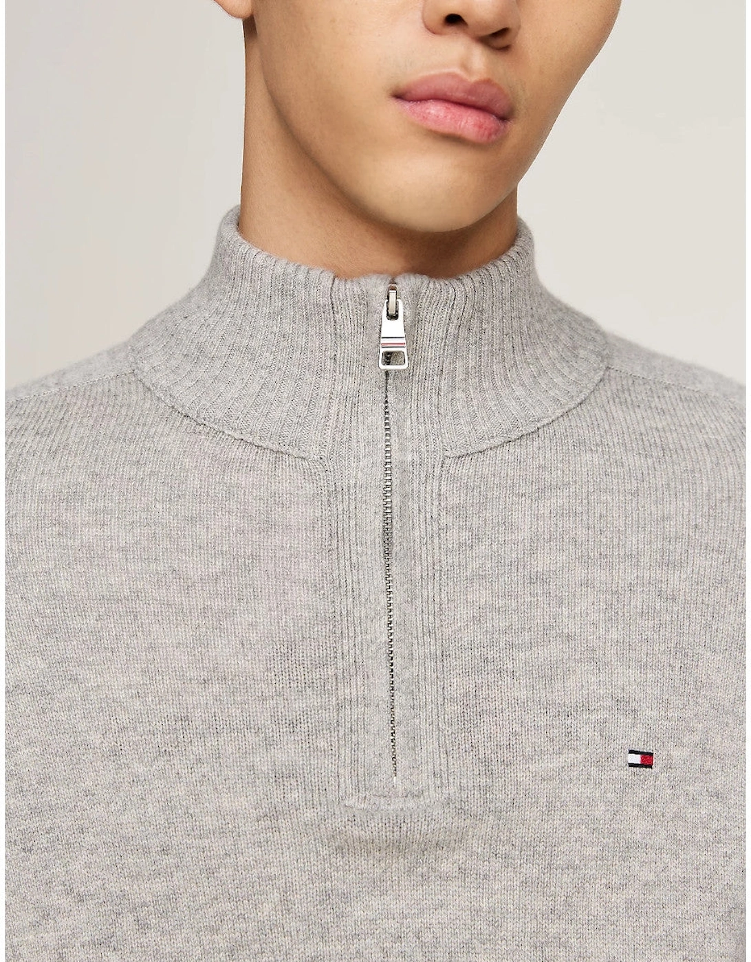 Lambswool Half Zip Sweater PO1 Light Grey Heather