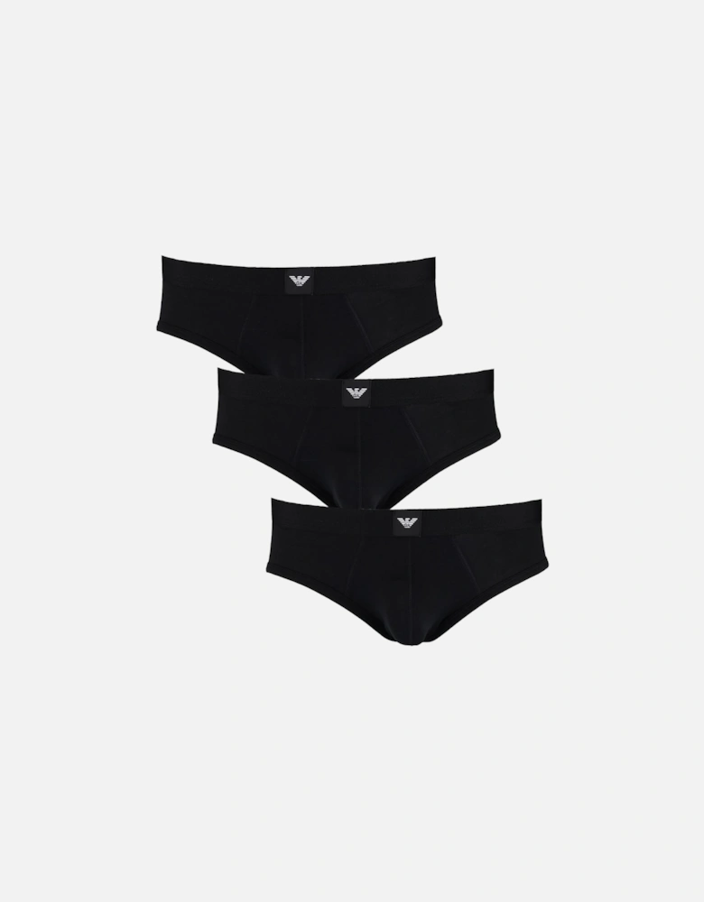 3-Pack Eagle Logo Briefs, Black