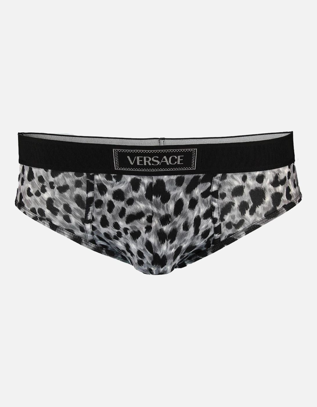 Organic Jersey Topeka Stretch Leopard Brief Low Rise with Waistband, Black/Grey, 3 of 2