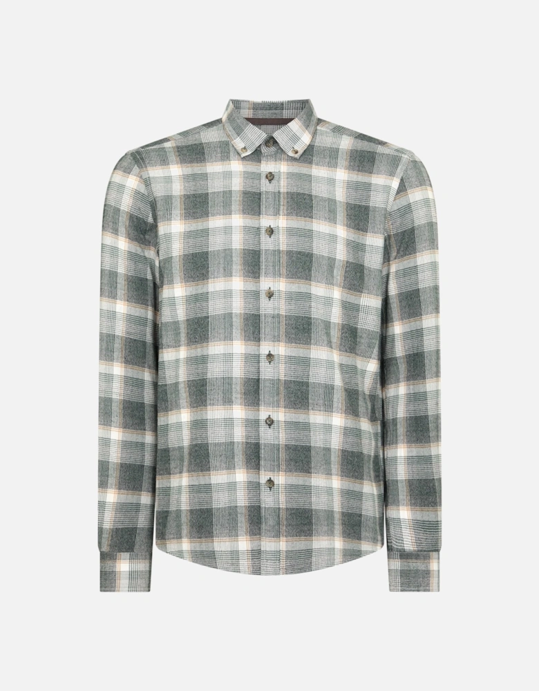 Rumus Uomo Ashton Slim Fit Checked Brushed Cotton Shirt - Green/Blue