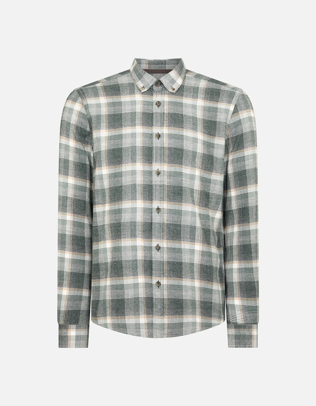 Rumus Uomo Ashton Slim Fit Checked Brushed Cotton Shirt - Green/Blue, 7 of 6