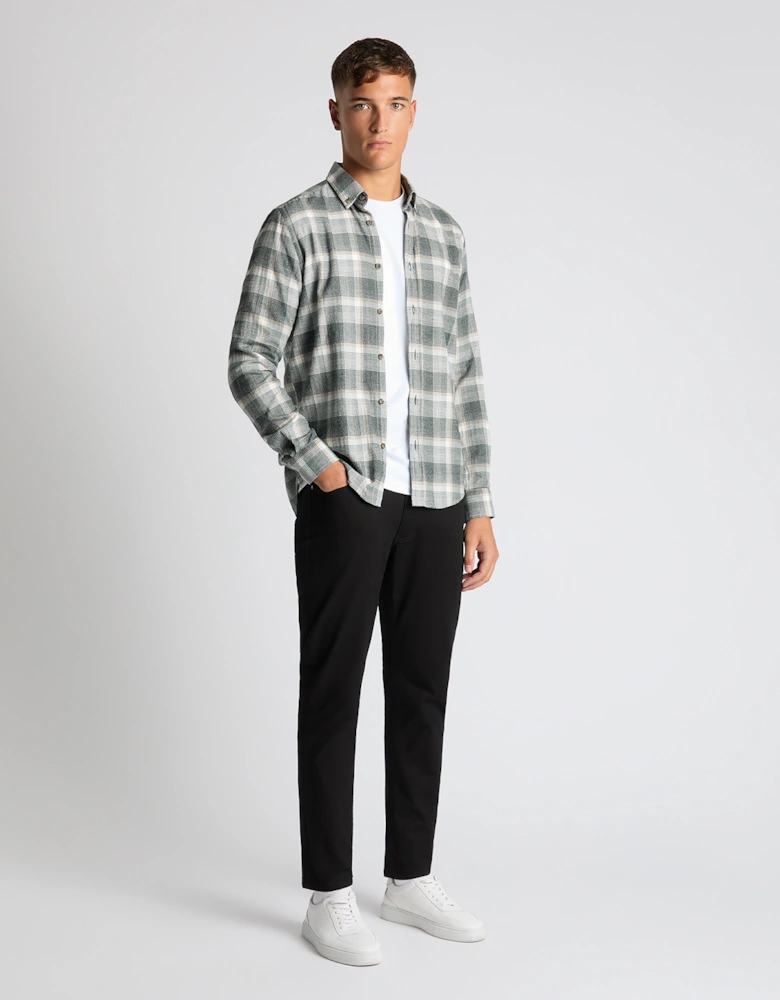 Rumus Uomo Ashton Slim Fit Checked Brushed Cotton Shirt - Green/Blue
