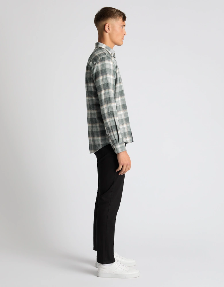 Rumus Uomo Ashton Slim Fit Checked Brushed Cotton Shirt - Green/Blue