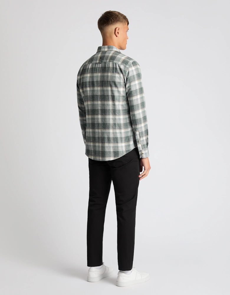 Rumus Uomo Ashton Slim Fit Checked Brushed Cotton Shirt - Green/Blue