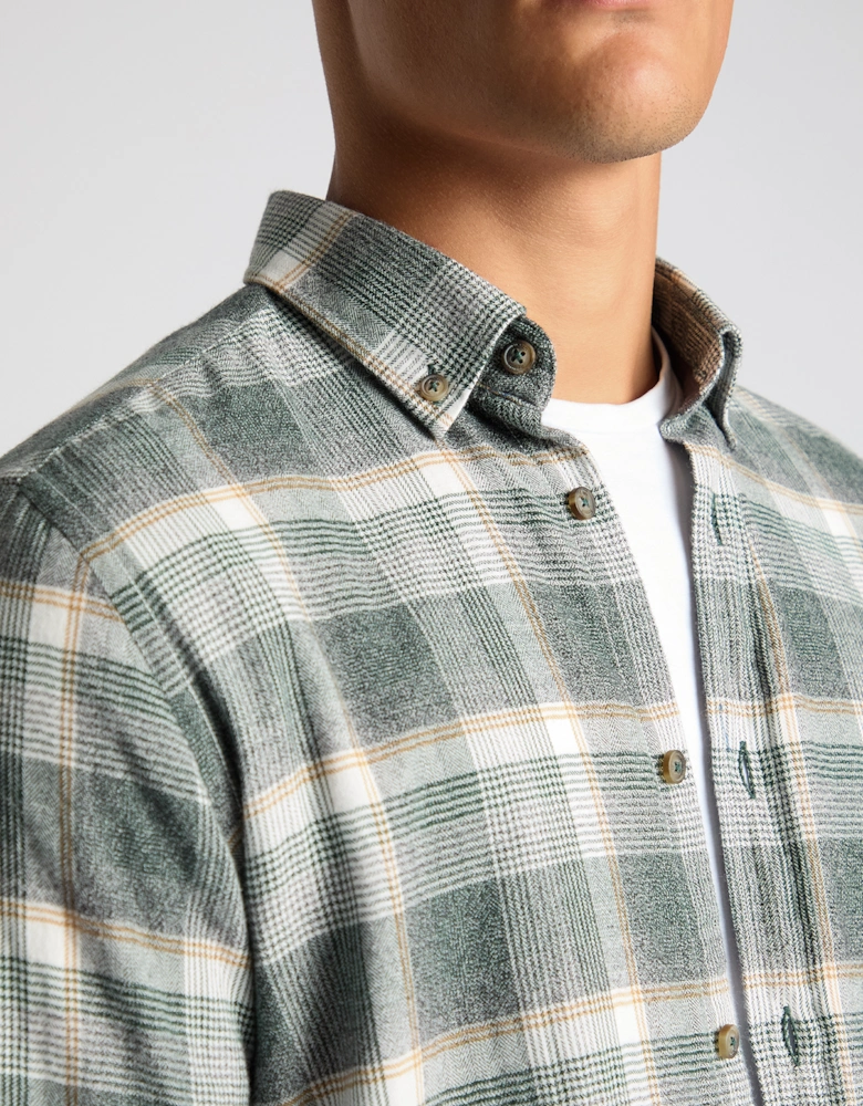 Rumus Uomo Ashton Slim Fit Checked Brushed Cotton Shirt - Green/Blue