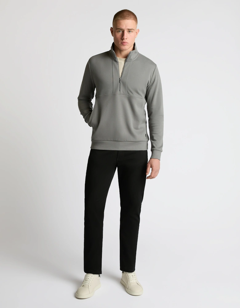 Half-Zip Jersey Sweatshirt - Grey