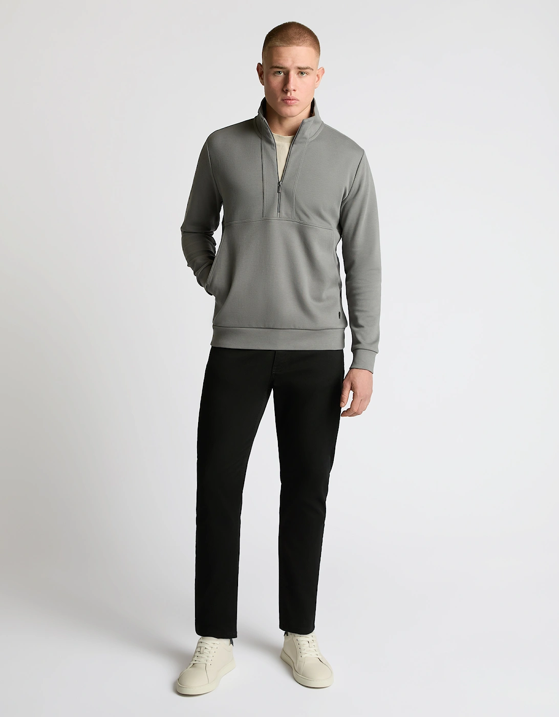 Half-Zip Jersey Sweatshirt - Grey