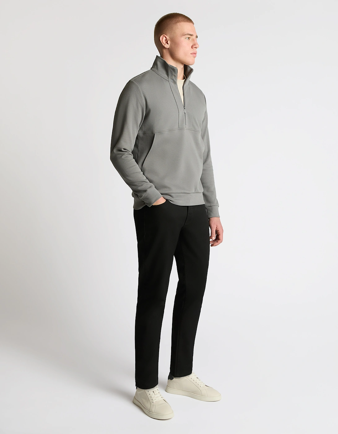 Half-Zip Jersey Sweatshirt - Grey
