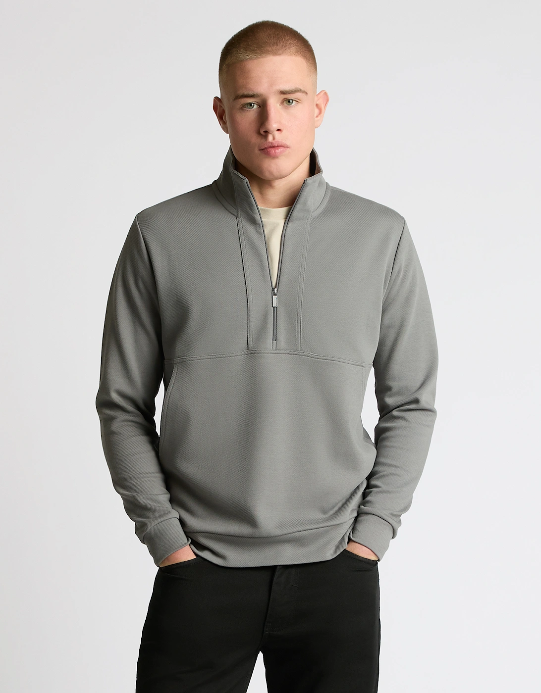 Half-Zip Jersey Sweatshirt - Grey