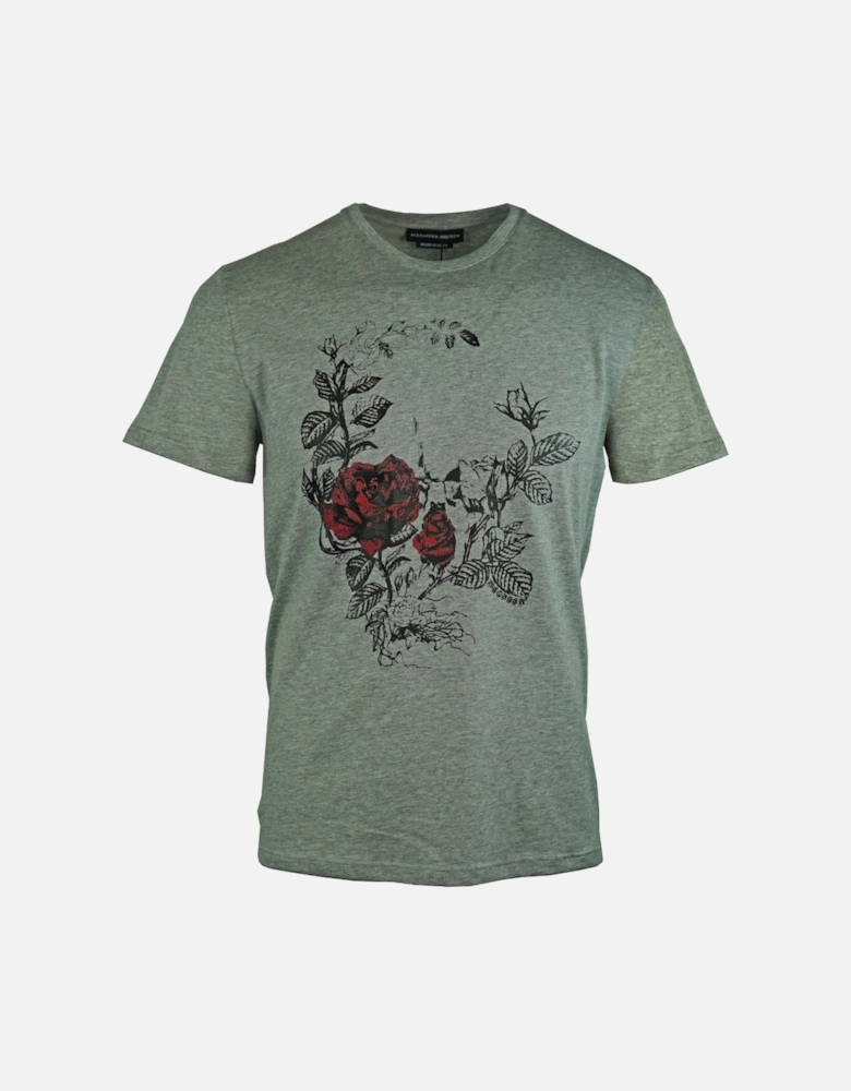 Floral Skull Grey T-Shirt