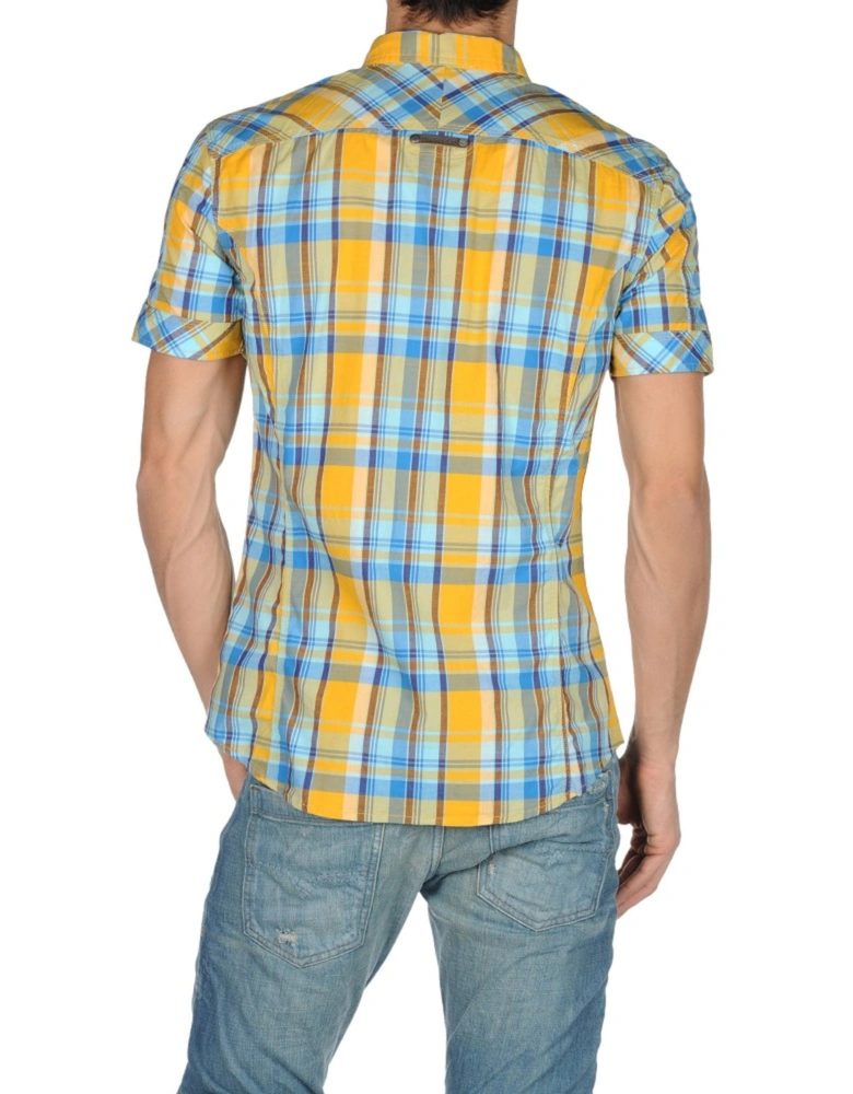 Senecas Slim Fit Yellow Check Casual Shirt