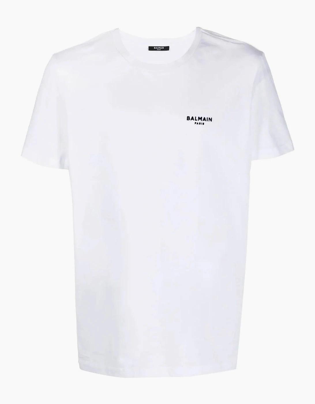 Balmain Men's Balmain Small Logo Flock Cotton T-Shirt White